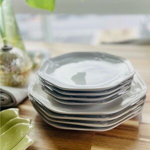 Better Homes & Garden | 3 pc. | 8” Salad Dessert Emboss Fleur de Lis Plate Set